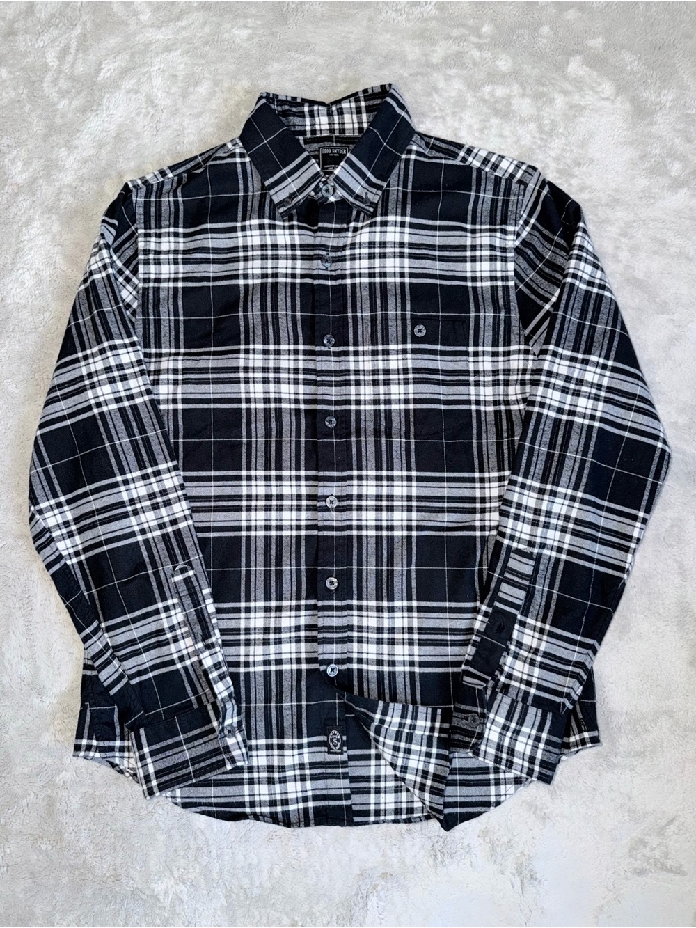 Todd Snyder Button Down Plaid Flannel Shirt In Black /Grey Men’s Medium Cotton